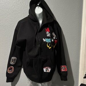 Black Hoodie with Cartoon Patches